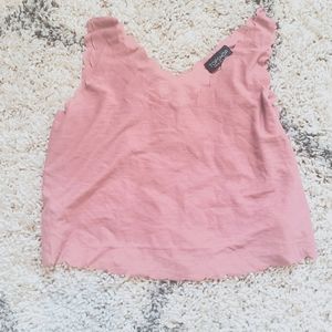 Topshop cropped ruffle trim top